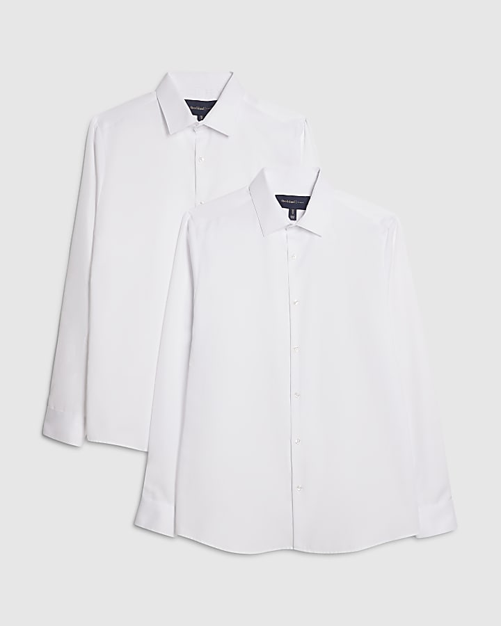 White Premium Slim Fit Pack Of 2 Shirts