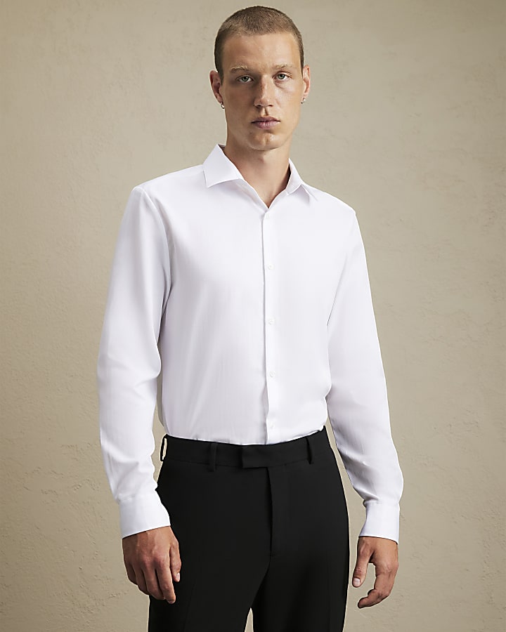 White Premium Slim Fit Pack Of 2 Shirts