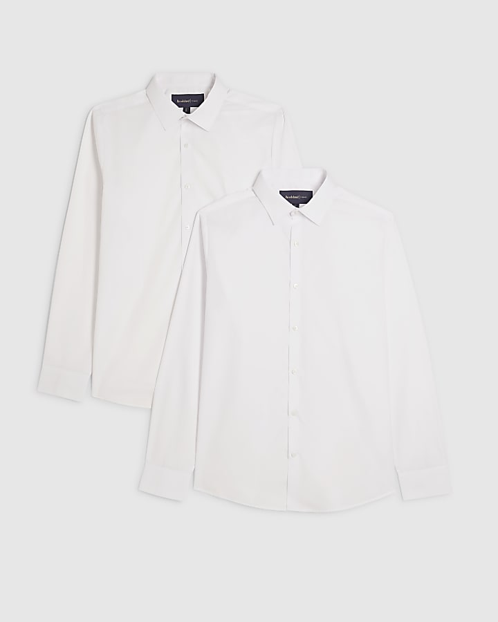 White Slim Fit Pack Of 2 Shirts