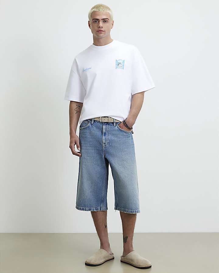 White Oversized Fit Santorini Scenic T-Shirt