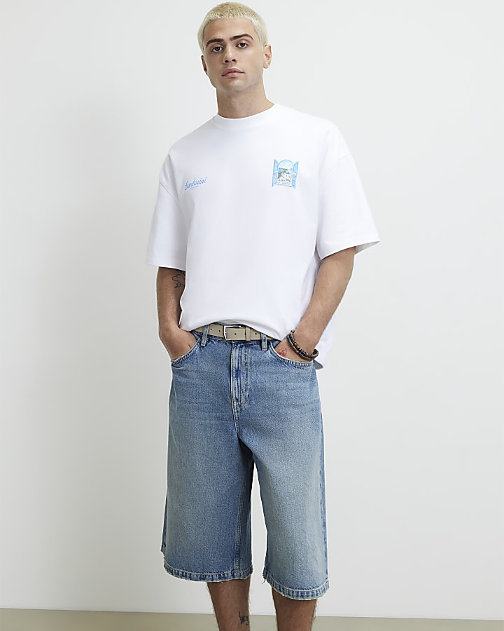 White Oversized Fit Santorini Scenic T-Shirt