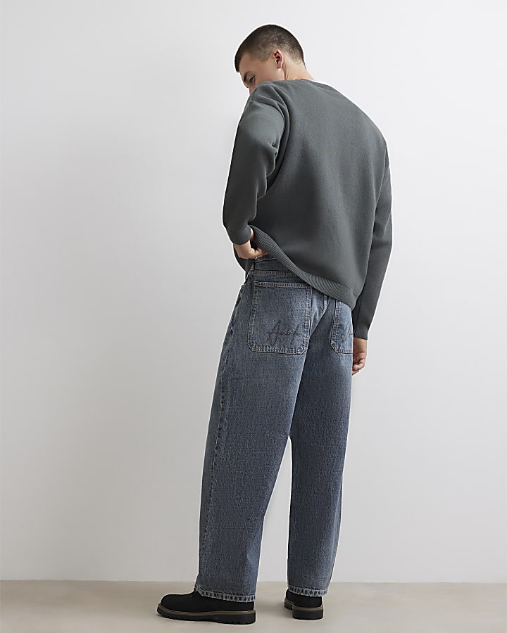 Blue Baggy Fit Mid Wash Jeans