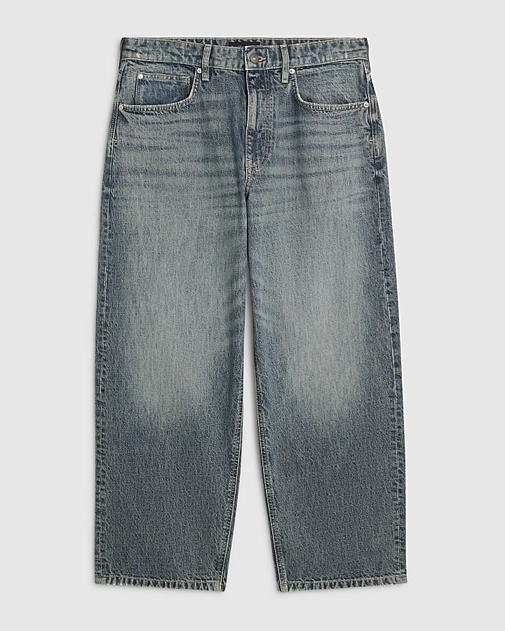 Blue Baggy Fit Mid Wash Jeans