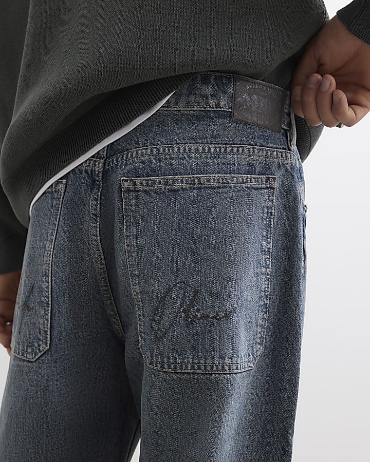 Blue Baggy Fit Mid Wash Jeans