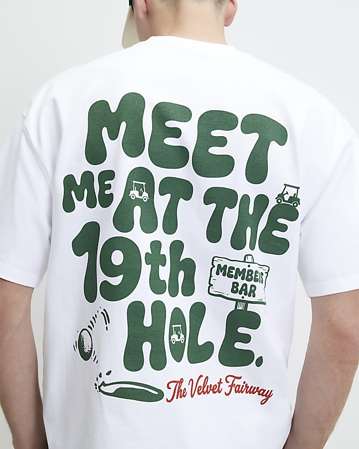 White Oversized Fit 19th Hole Golf T-Shirt