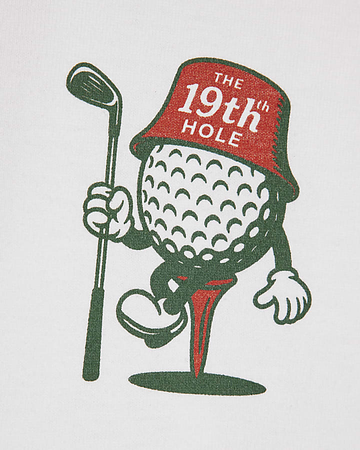 White Oversized Fit 19th Hole Golf T-Shirt