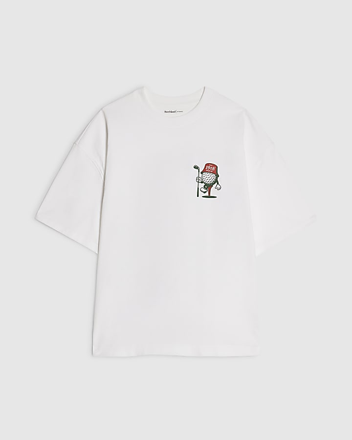 White Oversized Fit 19th Hole Golf T-Shirt