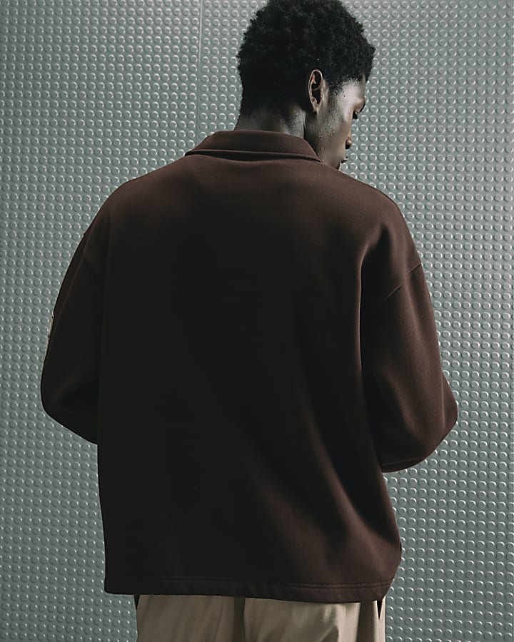 Brown Oversized Fit Superieure Polo Shirt