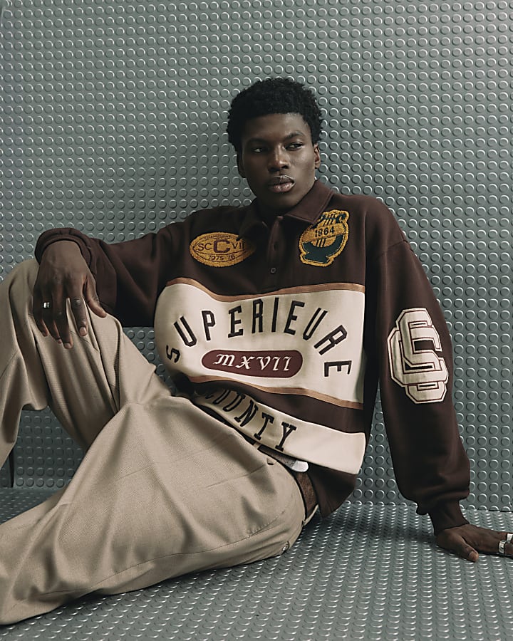 Brown Oversized Fit Superieure Polo Shirt