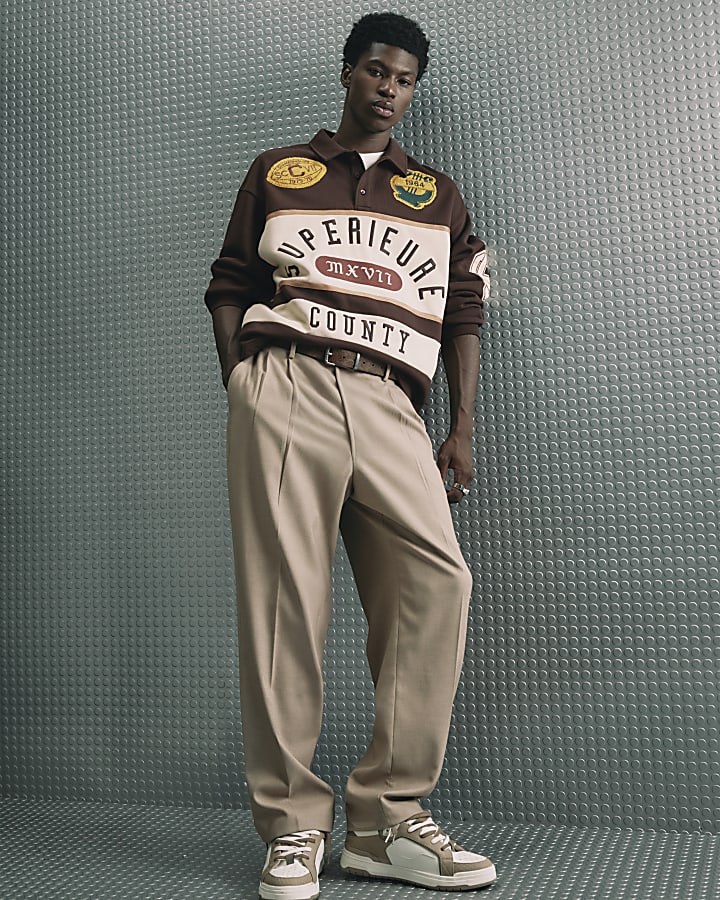 Brown Oversized Fit Superieure Polo Shirt