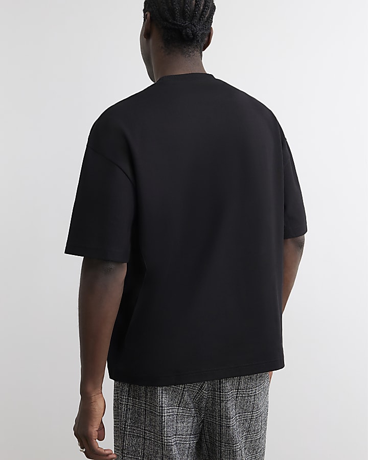 Black Cotton Casa Floral T-Shirt