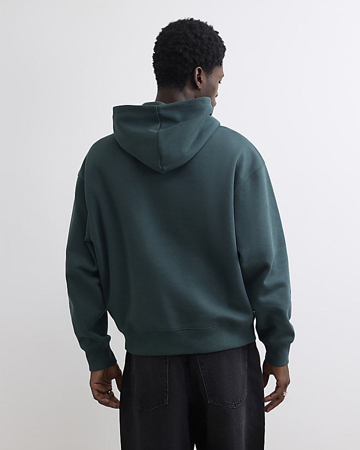 Green Cotton Blend Applique Ame Hoodie