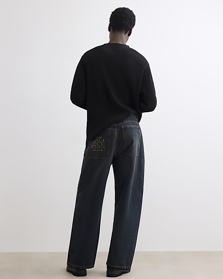 Blue Baggy Fit Dark Wash Jeans