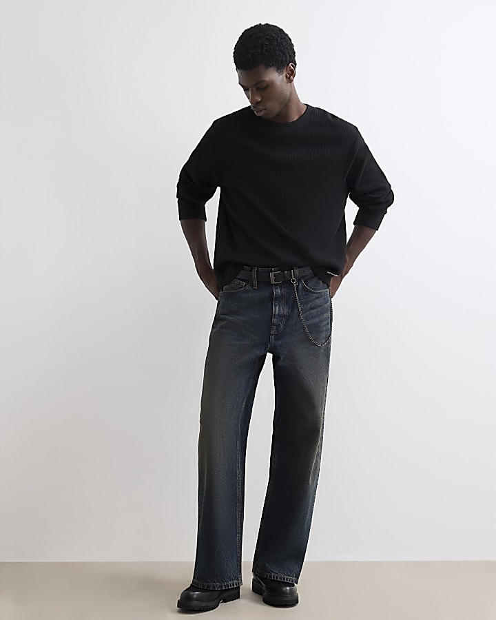 Blue Baggy Fit Dark Wash Jeans