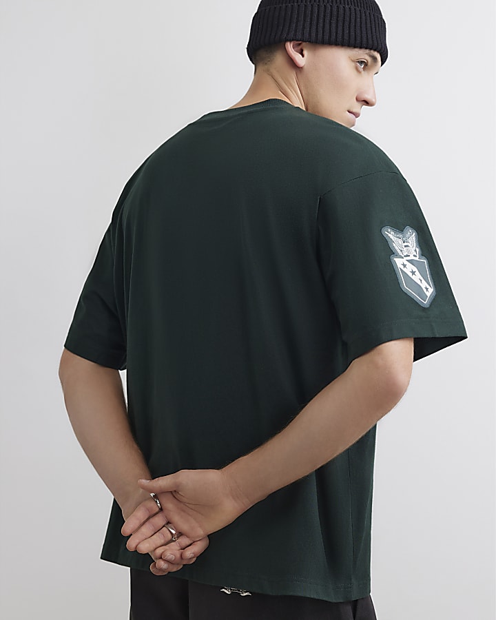Green Cotton Ski Badge Jersey T-Shirt
