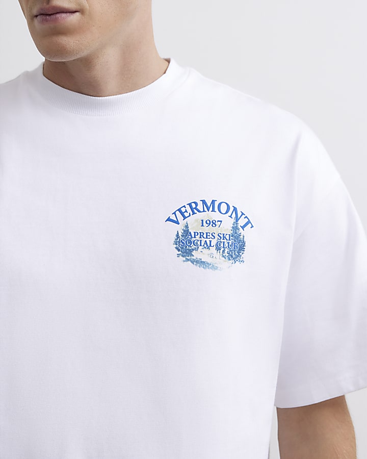 White Cotton Vermont Skier T-Shirt