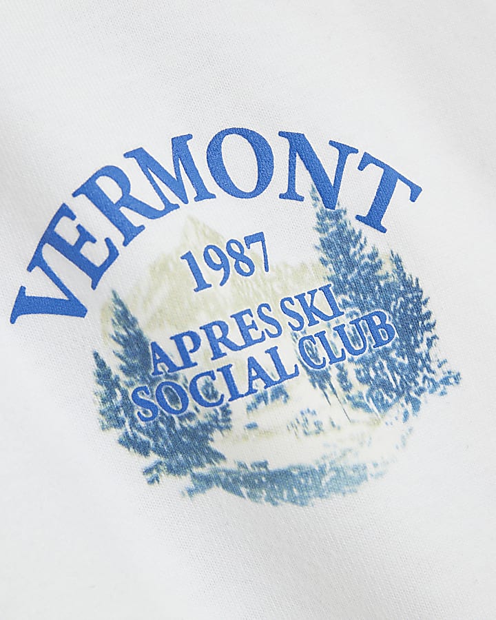 White Cotton Vermont Skier T-Shirt
