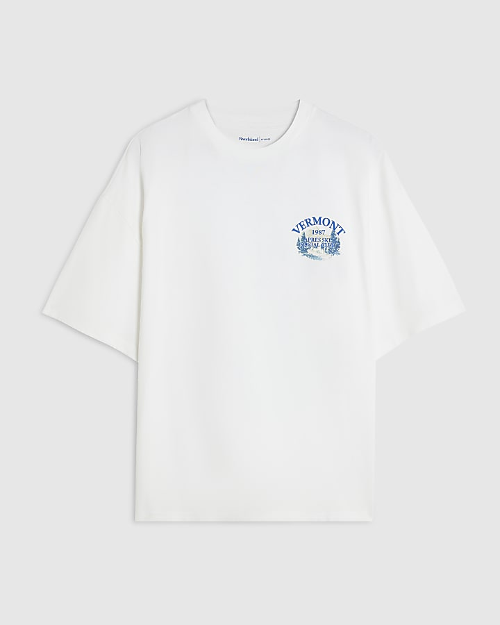 White Cotton Vermont Skier T-Shirt