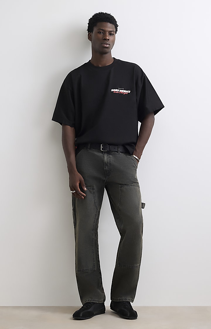 Black Cotton St Moritz Ski T-Shirt