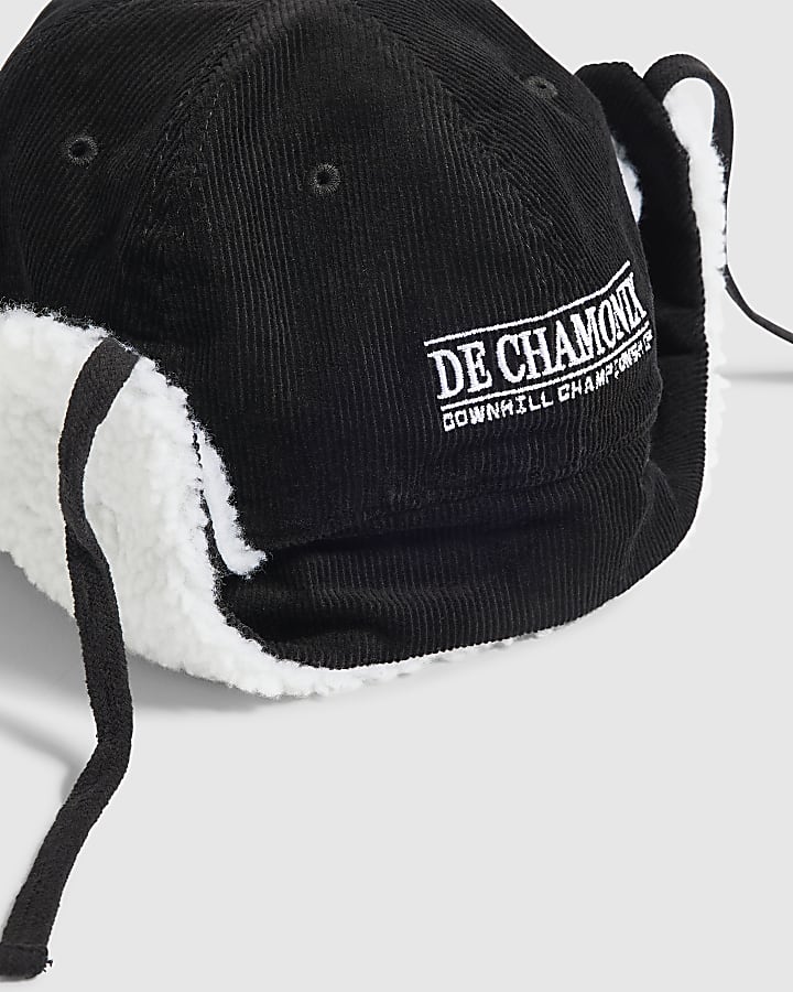 Black Faux Fur Lined Cap