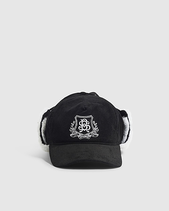 Black Faux Fur Lined Cap