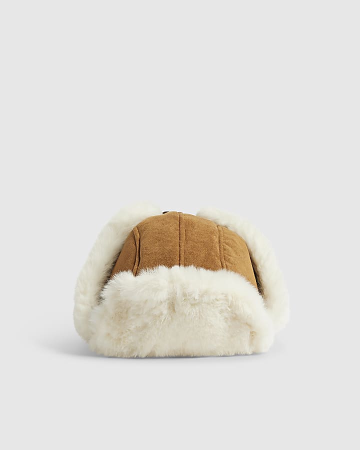 Brown Faux Suede Trapper Hat