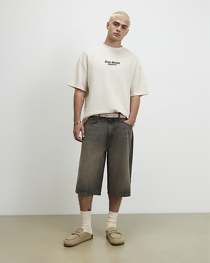 Beige Cotton Blend Tapestry T-Shirt