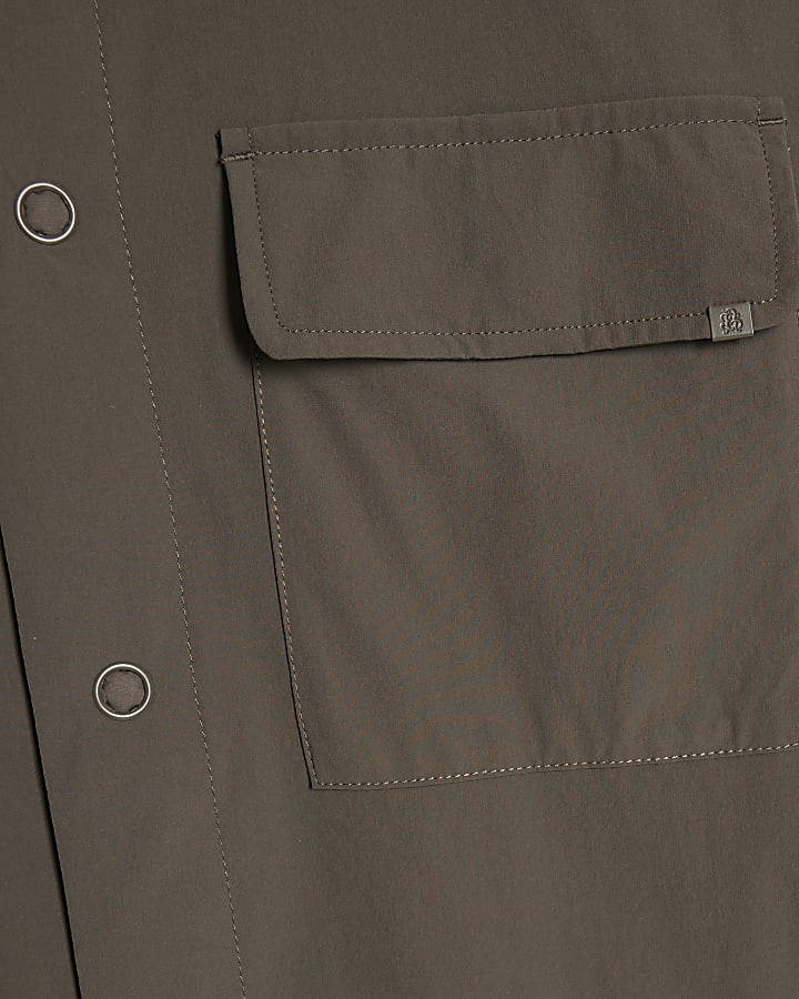 Green Muscle Fit Snap Front Shacket