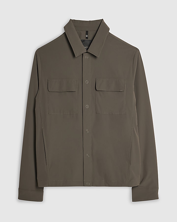 Green Muscle Fit Snap Front Shacket