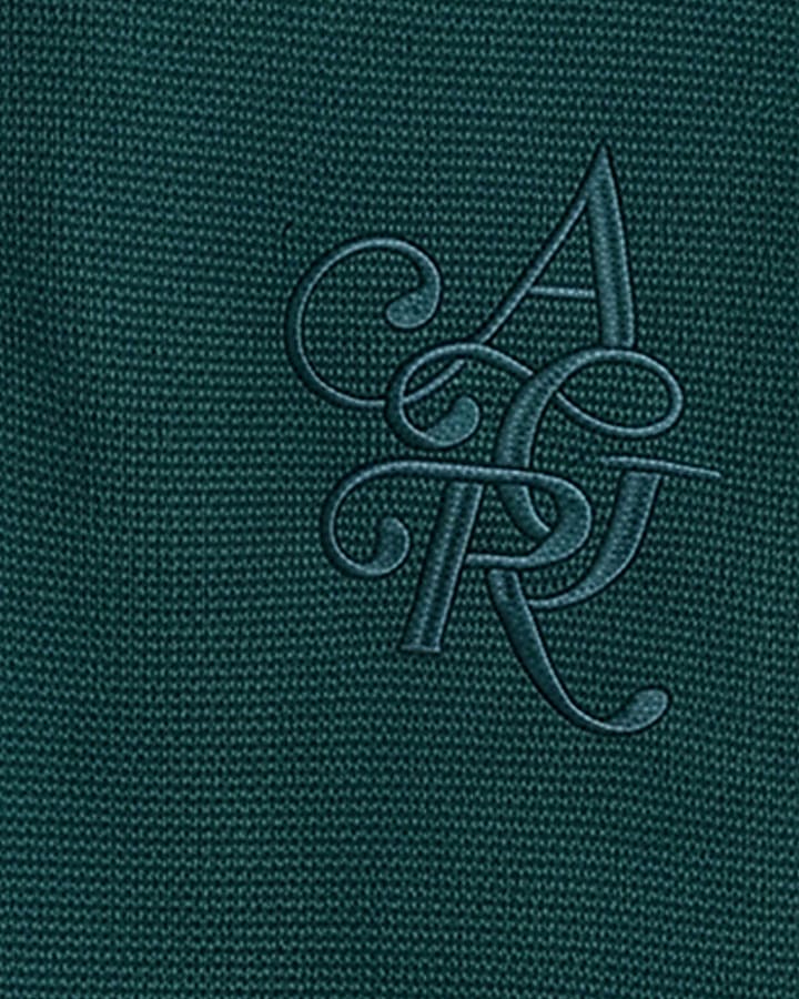 Green Regular Fit Embroidered Henley Jumper