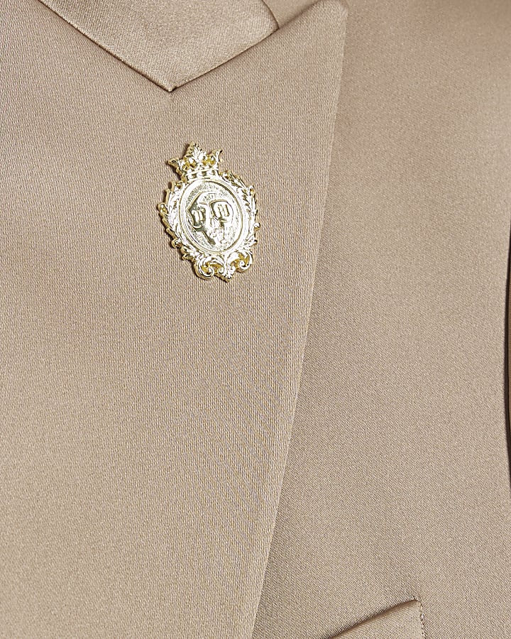 Beige Twisted Tailor Slim Satin Suit Jacket