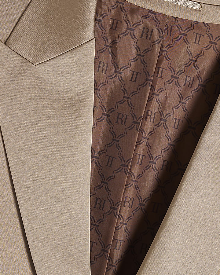 Beige Twisted Tailor Slim Satin Suit Jacket