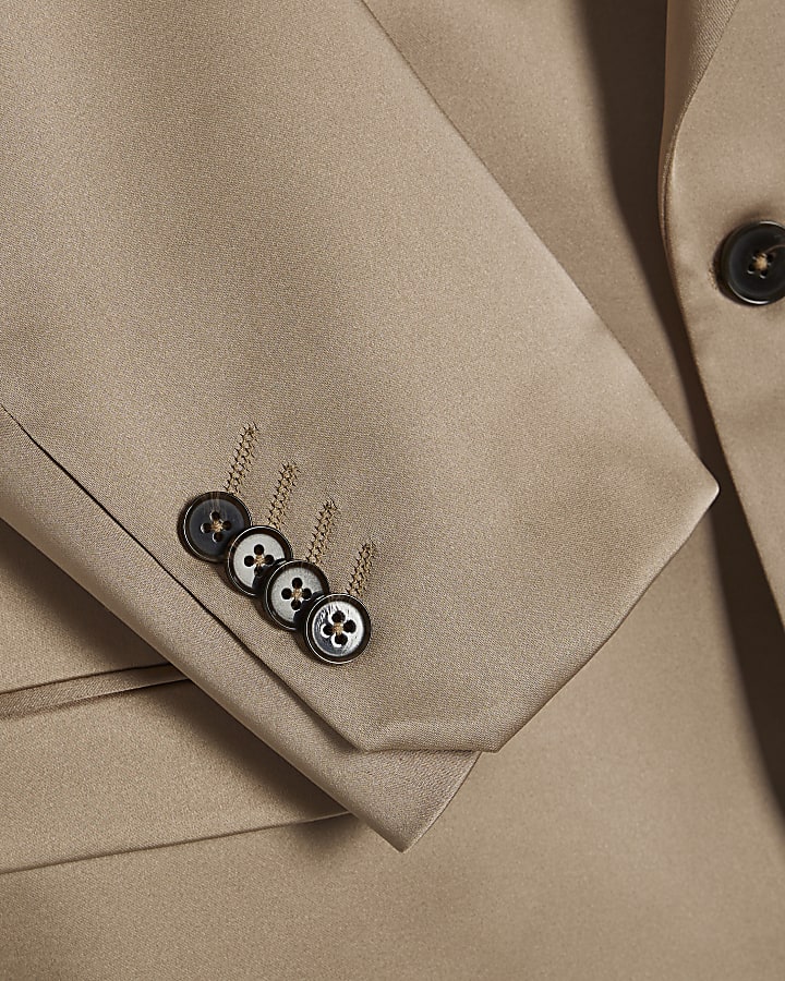 Beige Twisted Tailor Slim Satin Suit Jacket