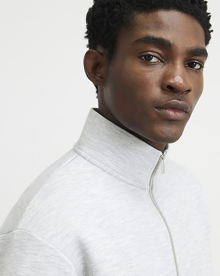 Grey Premium Cotton Funnel Sweatshirt