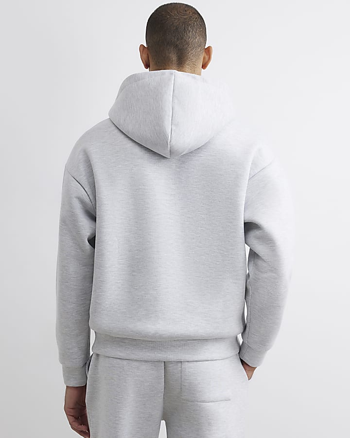 Grey Oversized Fit Zip Through Hoodie