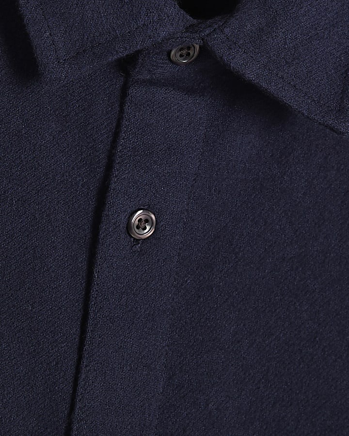 Navy Regular Fit Flannel Long Sleeve Shirt