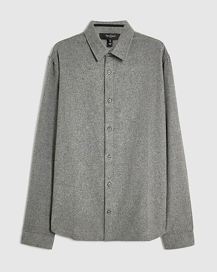 Grey Regular Fit Flannel Long Sleeve Shirt