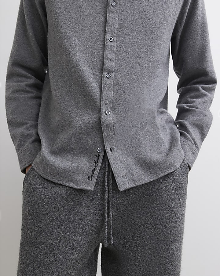 Grey Regular Fit Flannel Long Sleeve Shirt