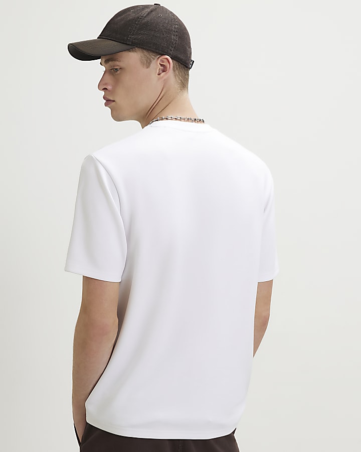White Slim Fit Embroidered RI T-Shirt