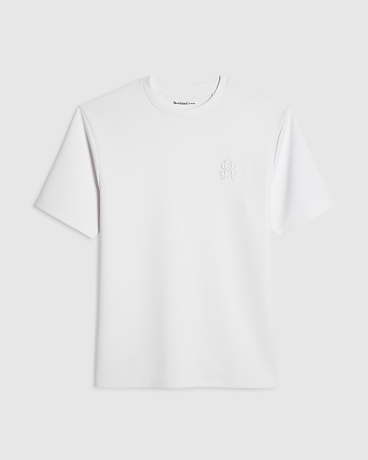 White Slim Fit Embroidered RI T-Shirt
