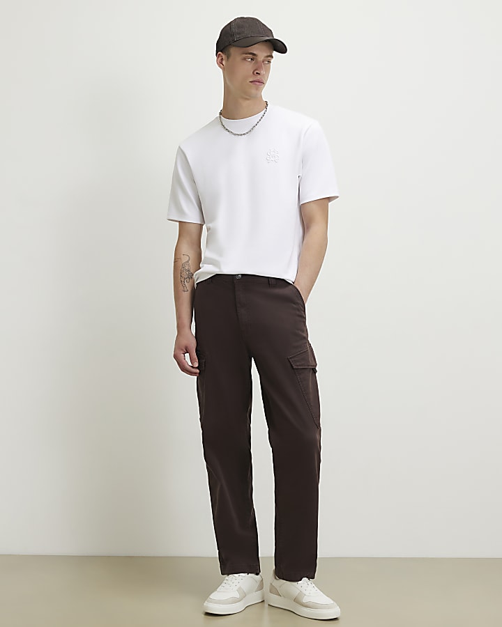 White Slim Fit Embroidered RI T-Shirt