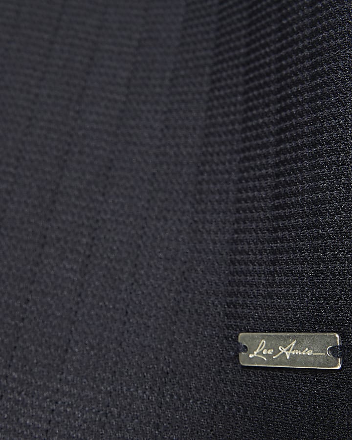 Navy Slim Fit Textured Tipped Polo Shirt