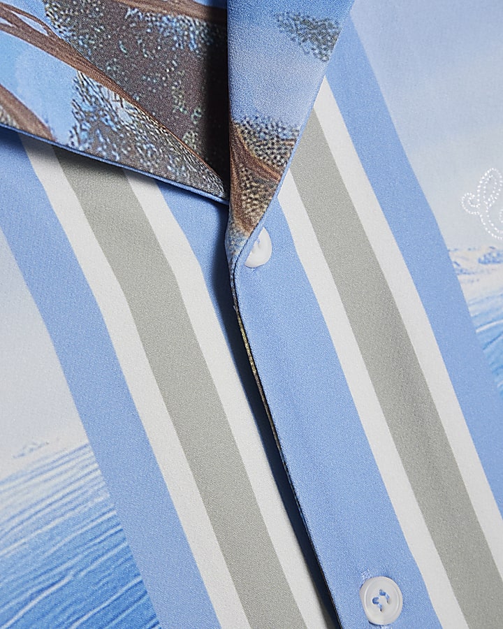 Blue Regular Fit All Over Boat Print Shirt
