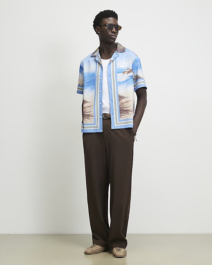 Blue Regular Fit All Over Boat Print Shirt
