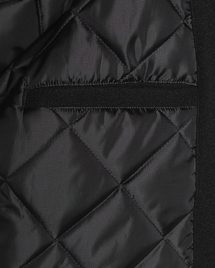 Black Felted Varsity Bomber Jacket