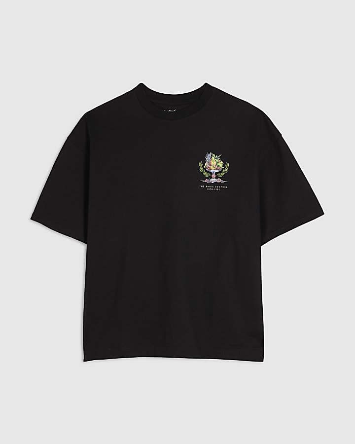 Black Oversized Fit Fruit Marche T-Shirt