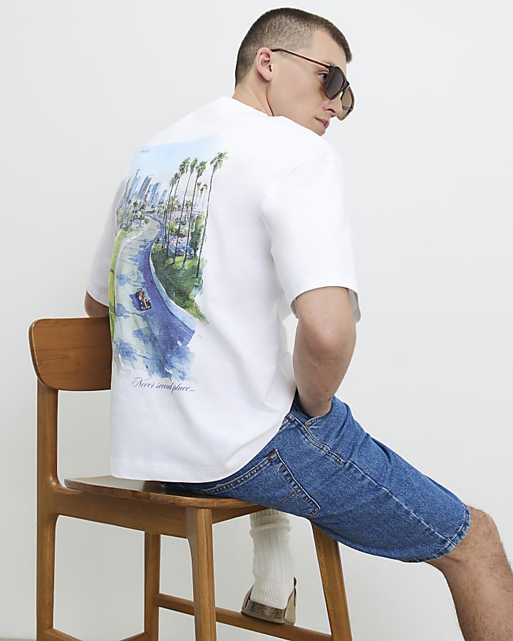 White Oversized Fit F1 Racecar T-Shirt
