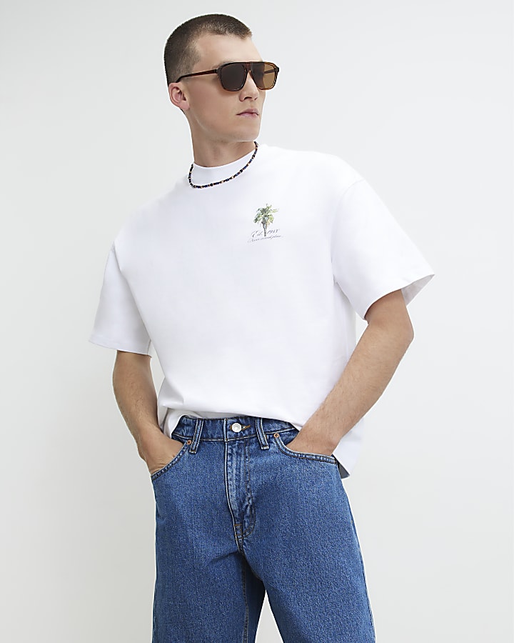 White Oversized Fit F1 Racecar T-Shirt
