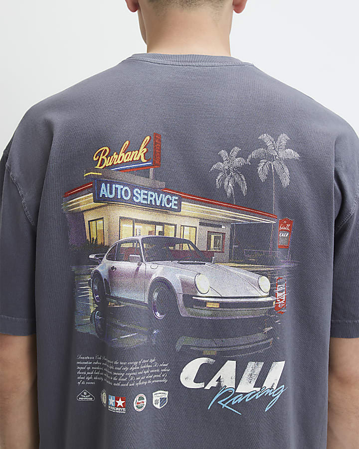 Grey Oversized Fit Cali Car T-Shirt