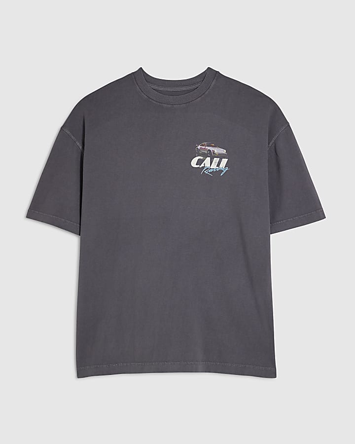 Grey Oversized Fit Cali Car T-Shirt